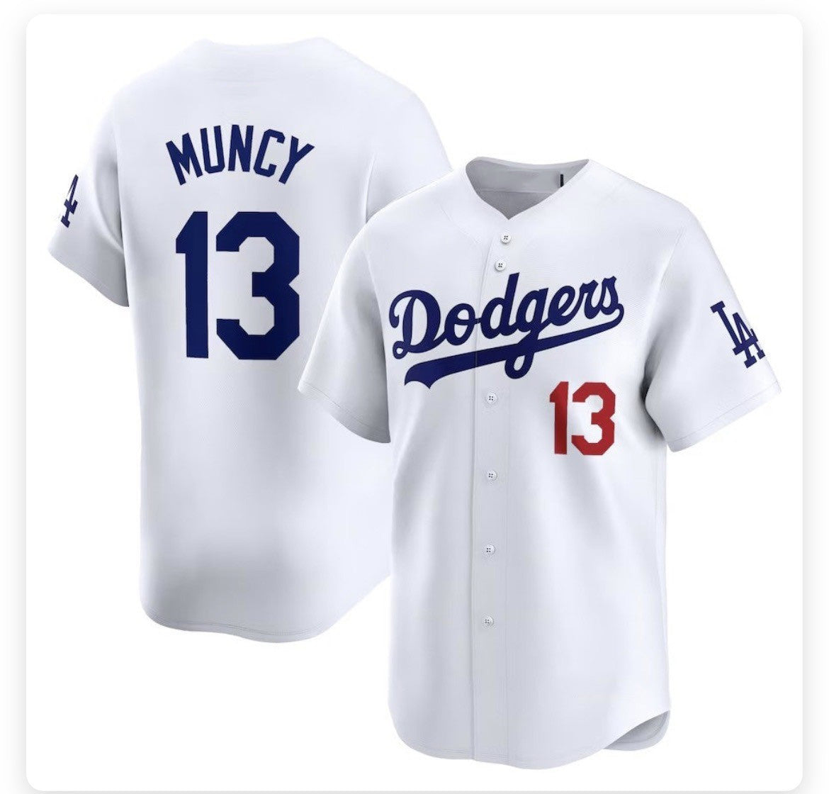 Los Angeles Dodgers #13 Max Muncy White Puhics Stitched Cool Base Jersey