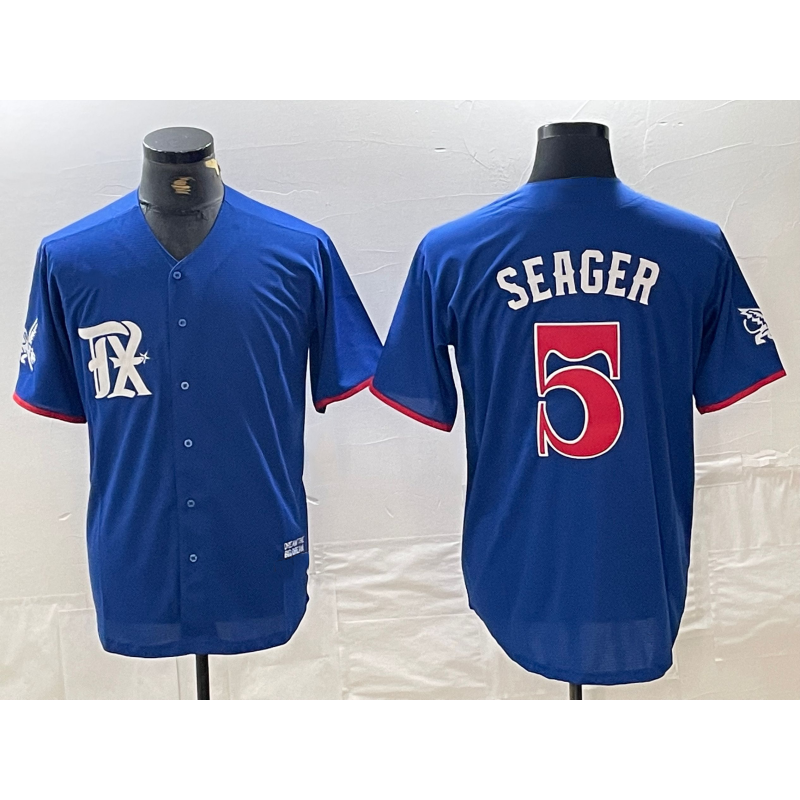 Texas Rangers #5 Corey Seager Royal Blue Puhics 2023 City Connect Stitched Jersey