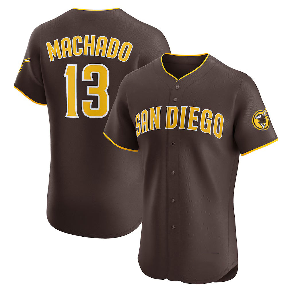 San Diego Padres #13 Manny Machado Brown Puhics Road Elite Jersey