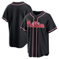 Philadelphia Phillies Blank Fashion Black Puhics Out Stitched Jersey