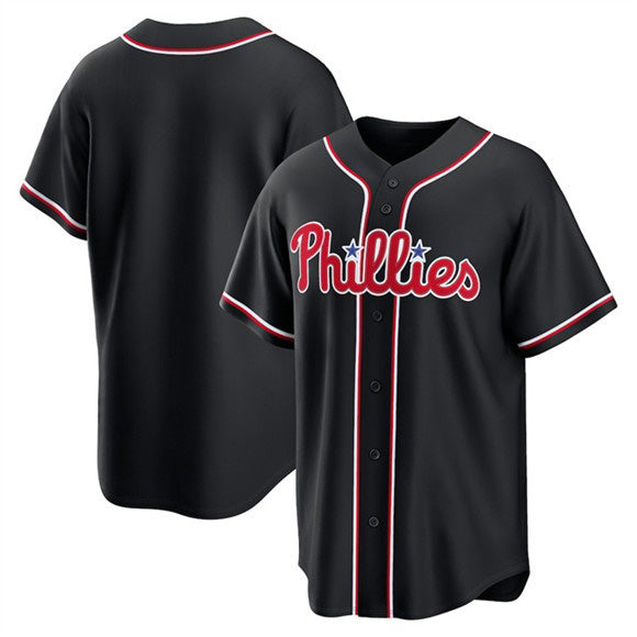 Philadelphia Phillies Blank Fashion Black Puhics Out Stitched Jersey