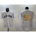 New York Yankees #99 Aaron Judge White Puhics Pinstripe Without Name Fashion Cool Base Jersey 2