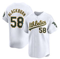 Oakland Athletics #58 Paul Blackburn White Puhics Home Limited Stitched Jersey
