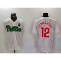 Philadelphia Phillies #12 Kyle Schwarber White Green Puhics Cool Base Stitched Jersey 2