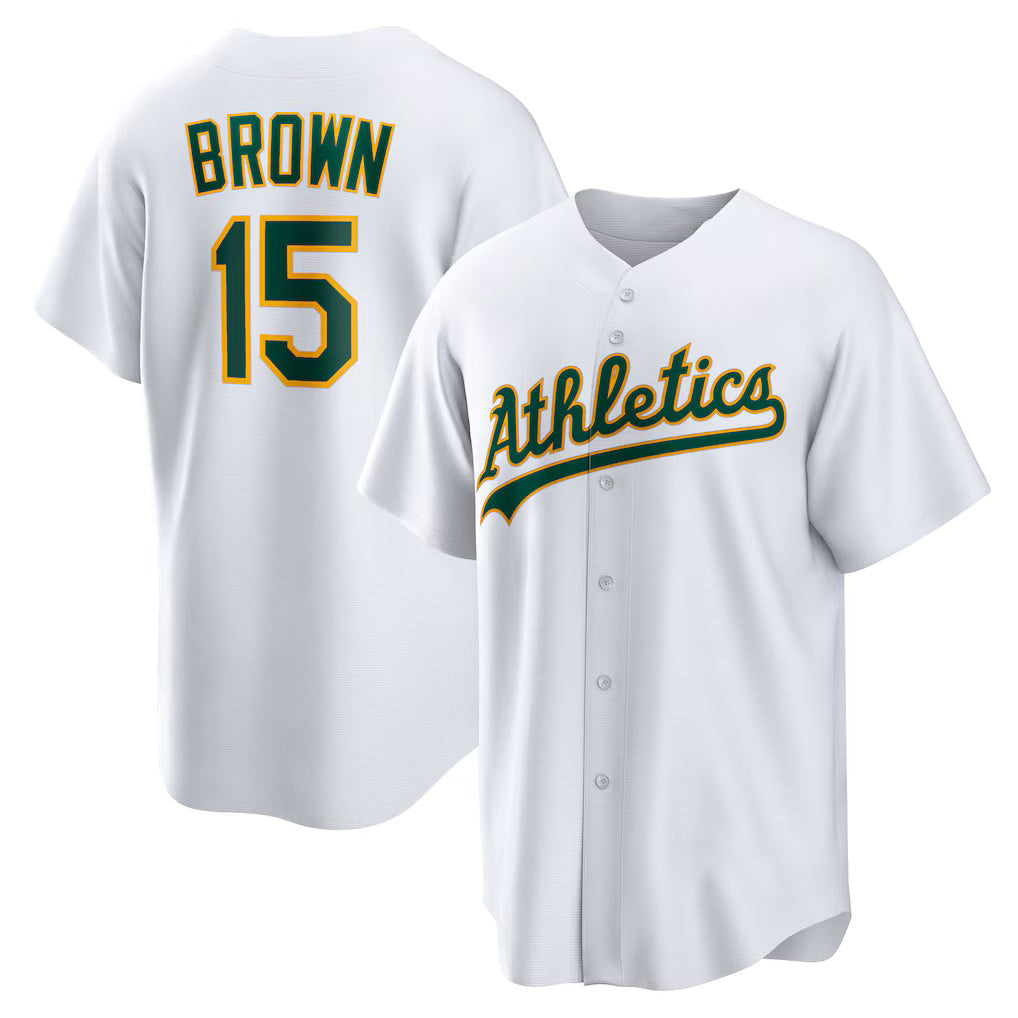Oakland Athletics #15 Seth Brown White Puhics Home Replica Jersey