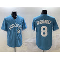 Los Angeles Dodgers #8 Enrique Hern¨¢ndez Light Blue Puhics Limited Stitched Jersey