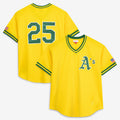 Oakland Athletics #25 Mark McGwire Mitchell & Ness Gold Puhics Authentic Batting Practice Jersey