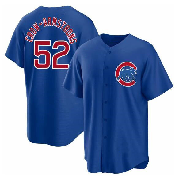 Chicago Cubs #52 Pete Crow-Armstrong Blue Puhics 2024 Cool Base Stitched Jersey
