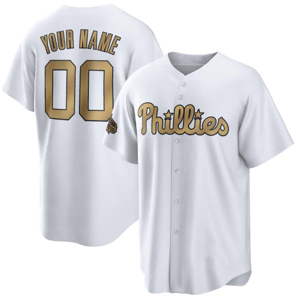 Custom Philadelphia Phillies Active Player White Puhics 2022 All-Star Cool Base Stitched Jersey