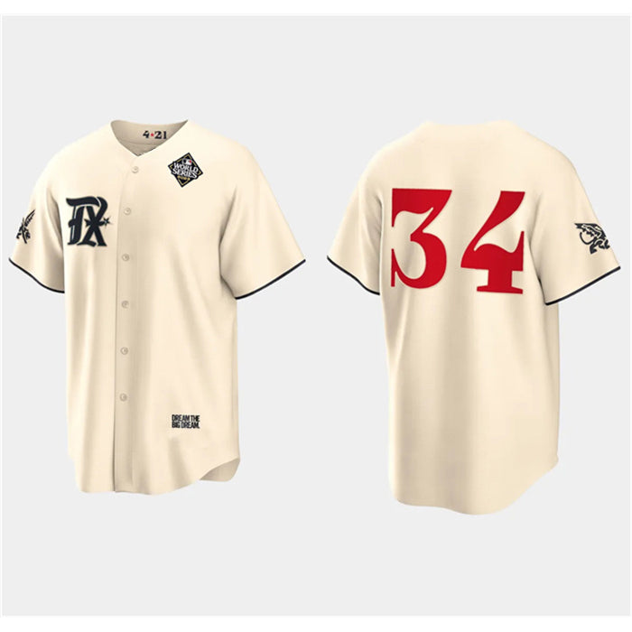 Texas Rangers #34 Nolan Ryan Cream Puhics 2023 World Series City Connect Stitched Jersey