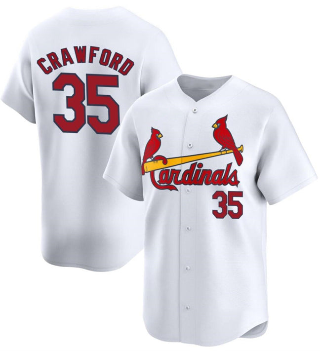 St. Louis Cardinals #35 Brandon Crawford White Puhics Home Limited Stitched Jersey