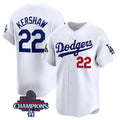 Los Angeles Dodgers #22 Clayton Kershaw White Puhics 2024 World Series Champions Home Limited Stitched Jersey