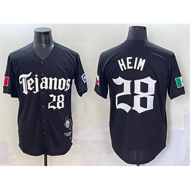 Texas Rangers #28 Jonah Heim Black Puhics Gothic Mexico 2025 Vapor Premier Limited Stitched Jersey