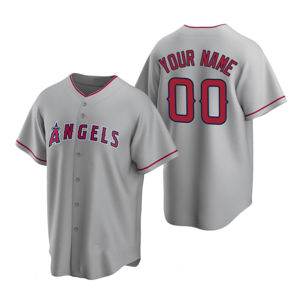 Custom Los Angeles Angels Gray Puhics Stitched Cool Base Road Jersey