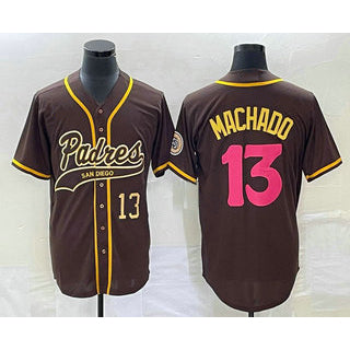 San Diego Padres #13 Manny Machado Number Brown Puhics NEW 2023 City Connect Cool Base Stitched Jersey