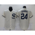 Chicago White Sox #24 Yasmani Grandal 2021 Cream Puhics Navy Field of Dreams Name Flex Base Stitched Jersey