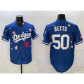 Los Angeles Dodgers #50 Mookie Betts Royal Puhics 2025 Tokyo Series Limited Stitched Jersey