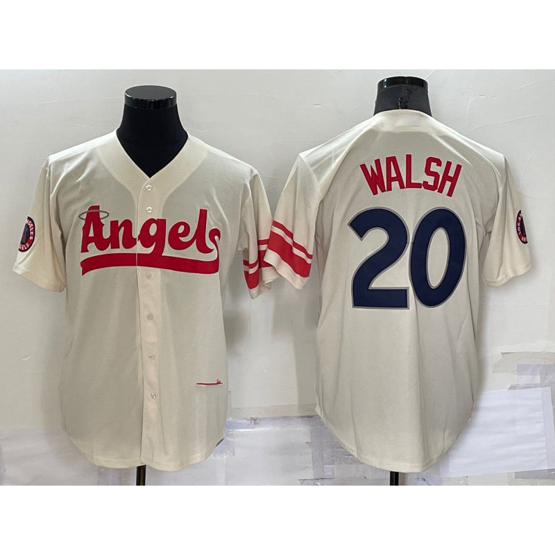 Los Angeles Angels #20 Jared Walsh Cream Puhics 2022 City Connect Cool Base Stitched Jersey