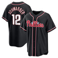 Philadelphia Phillies #12 Kyle Schwarber Fashion Black Puhics Out Stitched Jersey
