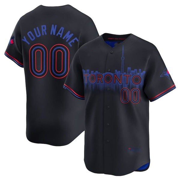 Custom Toronto Blue Jays Active Player Black Puhics 2024 City Connect Limited Stitched Jersey