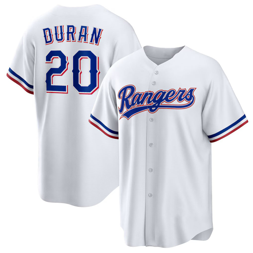 Texas Rangers #20 Ezequiel Duran White Puhics Home Replica Jersey