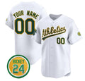 Custom Oakland Athletics Active Player White Puhics Rickey Henderson Patch Vapor Premier Limited Stitched Jersey