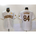 San Diego Padres #84 Dylan Cease White Puhics Team Logo With PS Patch Stitched Cool Base Jersey
