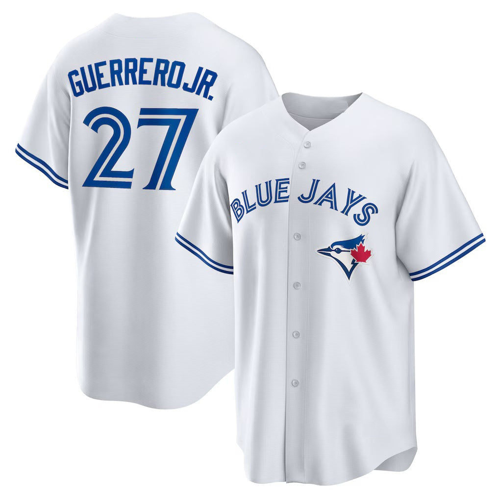 Toronto Blue Jays #27 Vladimir Guerrero Jr. White Puhics Home Replica Player Name Jersey
