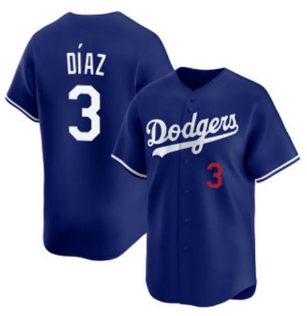 Los Angeles Dodgers #3 Edwin D¨ªaz Royal Puhics Cool Base Stitched Jersey