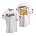 Washington Nationals #63 Sean Doolittle White Gold Puhics 2019 World Series Champions Stitched Cool Base Jersey