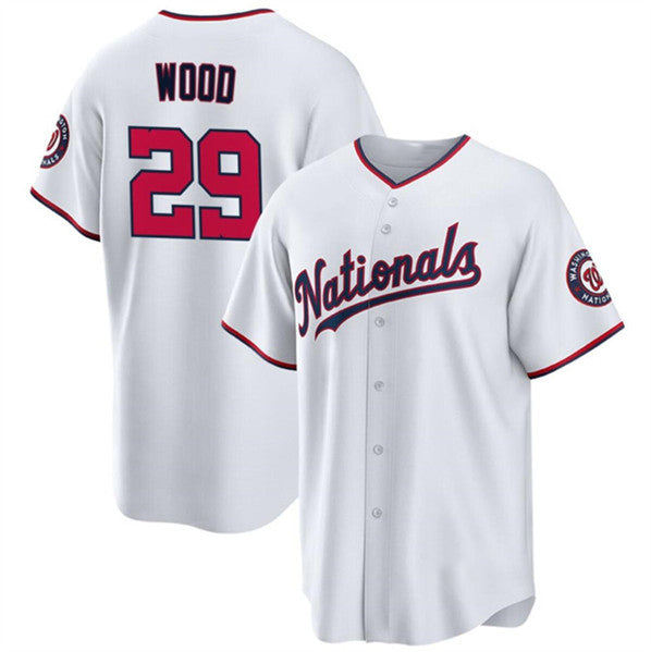 Washington Nationals #29 James Wood White Puhics 2024 Home Limited Stitched Jersey