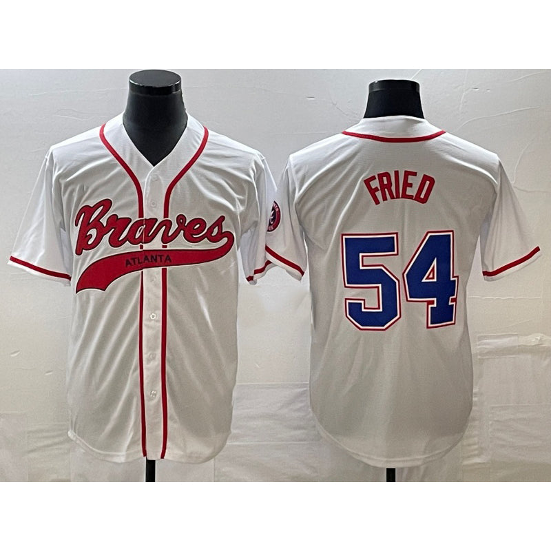 Atlanta Braves #54 Max Fried White Puhics Cool Base With Patch Stitched Jersey