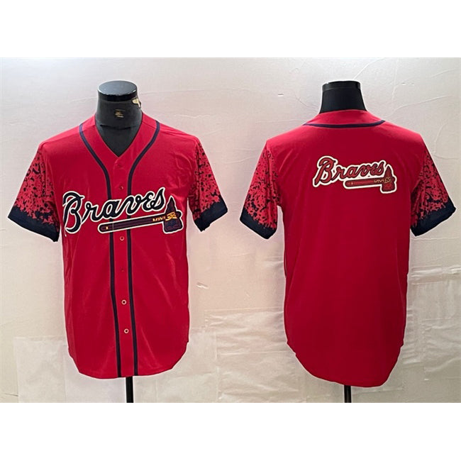 Atlanta Braves Red Puhics Team Big Logo City Connect Cool Base Stitched Jersey