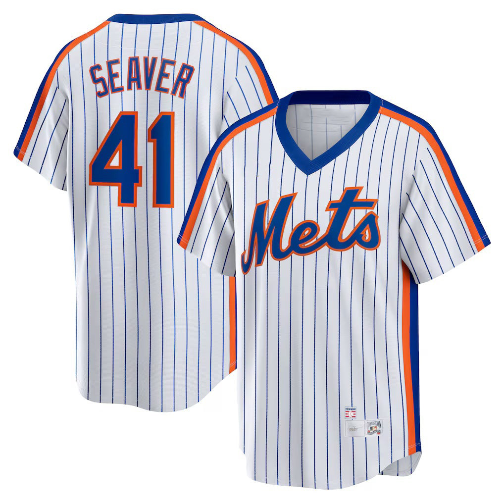 New York Mets #41 Tom Seaver White Puhics Home Cooperstown Collection Player Jersey