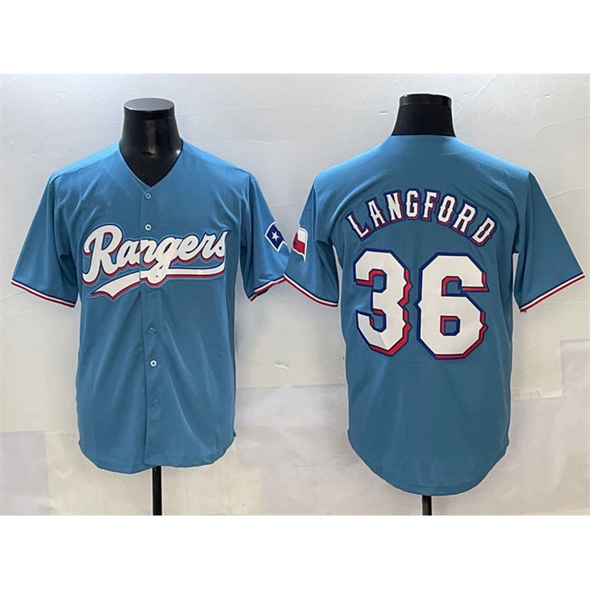 Texas Rangers #36 Wyatt Langford Blue Puhics Limited Stitched Jersey