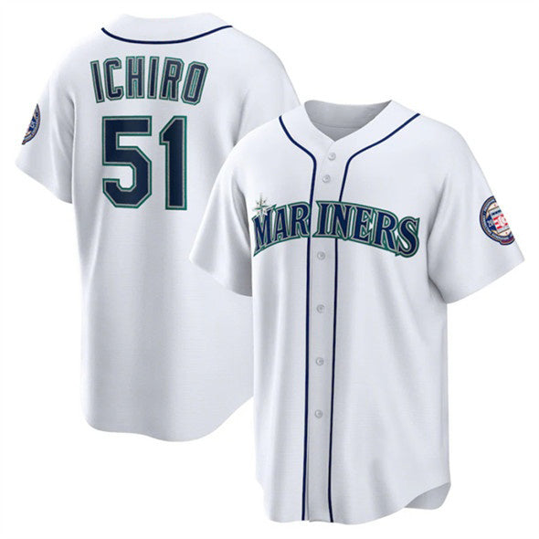 Seattle Mariners #51 Ichiro Suzuki White Puhics Cool Base Stitched Jersey