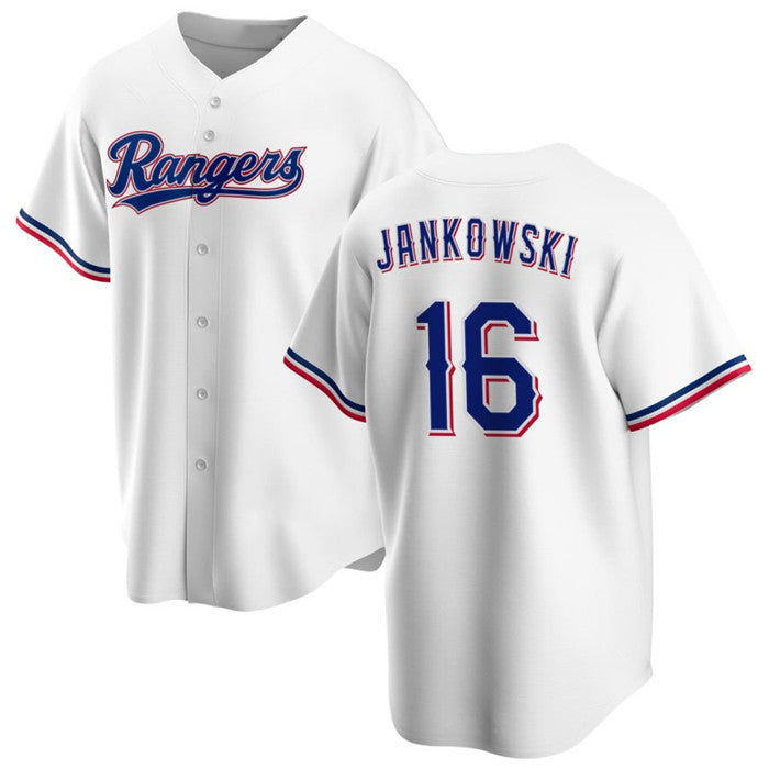 Texas Rangers #16 Travis Jankowski White Puhics Cool Base Stitched Jersey