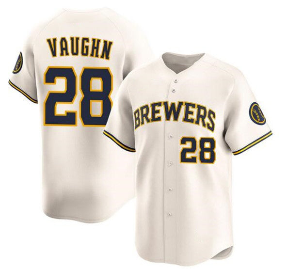 Milwaukee Brewers #28 Andrew Vaughn Cream Puhics Limited Stitched Jersey
