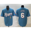 Texas Rangers #6 Josh Jung Number Light Blue Puhics Team Logo Cool Base Jersey
