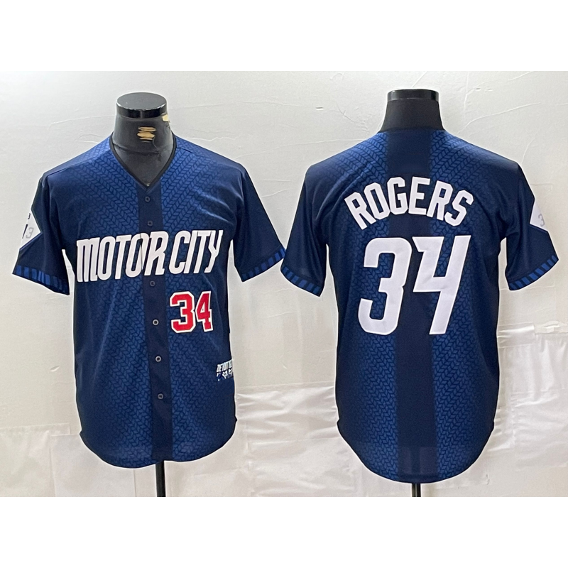 Detroit Tigers #34 Jake Rogers 2024 Navy Puhics City Connect Cool Base Limited Stitched Jerseys