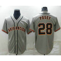 San Francisco Giants #28 Buster Posey Grey Puhics Stitched Cool Base Jersey