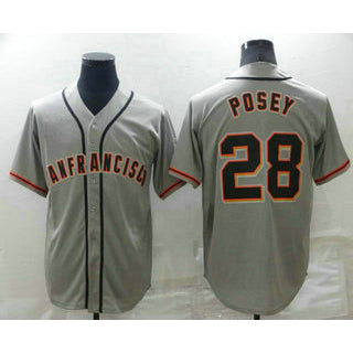 San Francisco Giants #28 Buster Posey Grey Puhics Stitched Cool Base Jersey