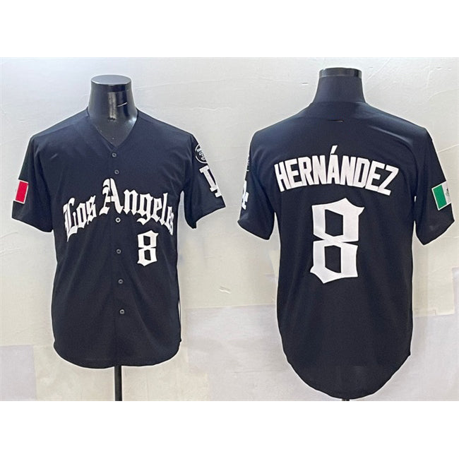 Los Angeles Dodgers #8 Enrique Hernandez Black Puhics Mexico 2025 LA Gothic Style With Fernando Patch Vapor Premier Limited Stitched Jersey