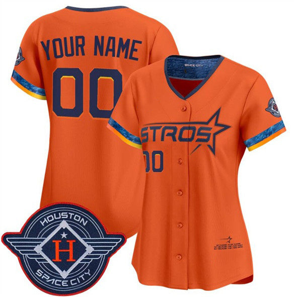 Custom Houston Astros Active Player Orange Puhics 2025 City Connect Limited Stitched Jersey