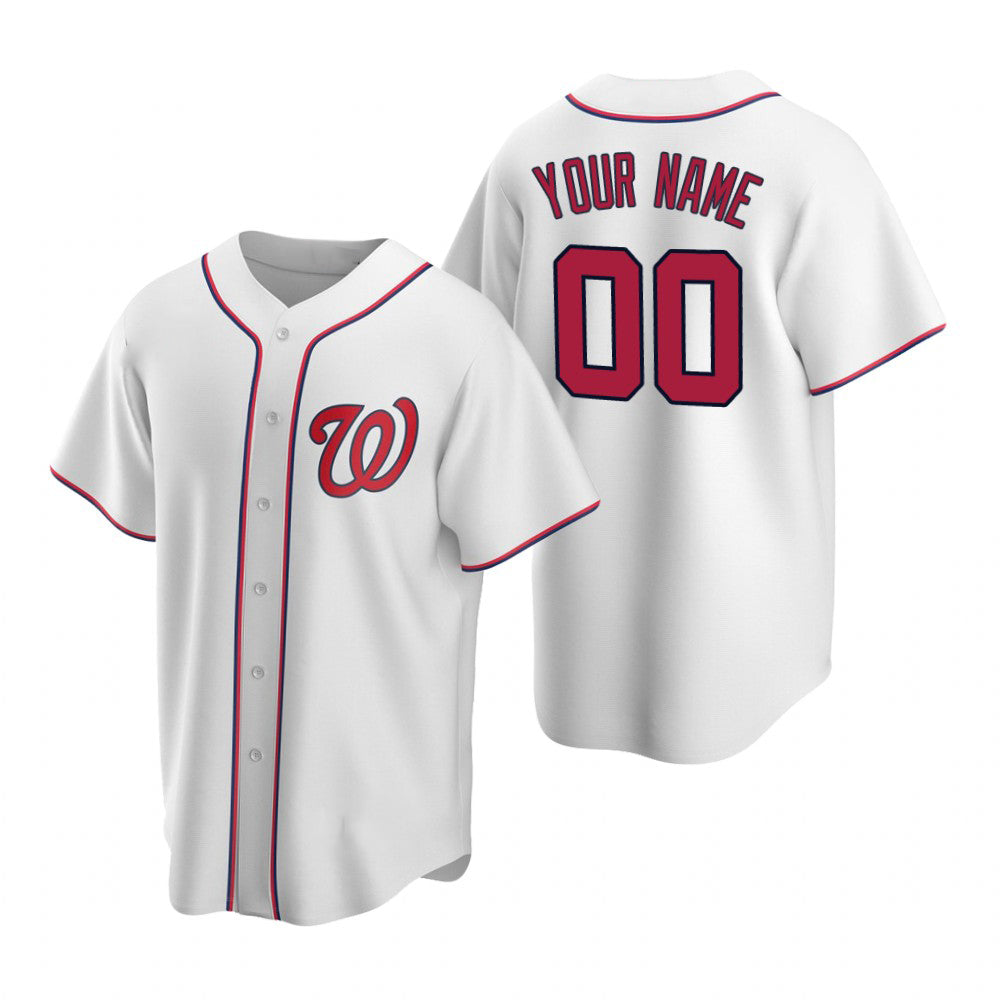 Custom Washington Nationals White Puhics Stitched Cool Base Home Jersey