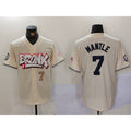 New York Yankees #7 Mickey Mantle Cream Puhics Limited Stitched Jerseys