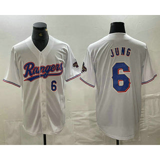 Texas Rangers #6 Josh Jung Number White Puhics 2024 Gold Collection Limited Cool Base Jersey