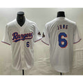 Texas Rangers #6 Josh Jung Number White Puhics 2024 Gold Collection Limited Cool Base Jersey