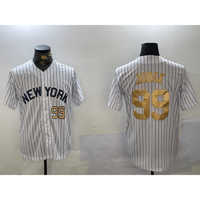 New York Yankees #99 Aaron Judge White Puhics Pinstripe Fashion Cool Base Jerseys