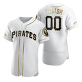 Custom Pittsburgh Pirates White Puhics Stitched Flex Base Golden Edition Jersey